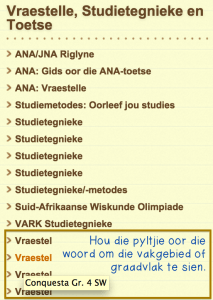 Voorbeeld van skakellysie aan die regterkant.